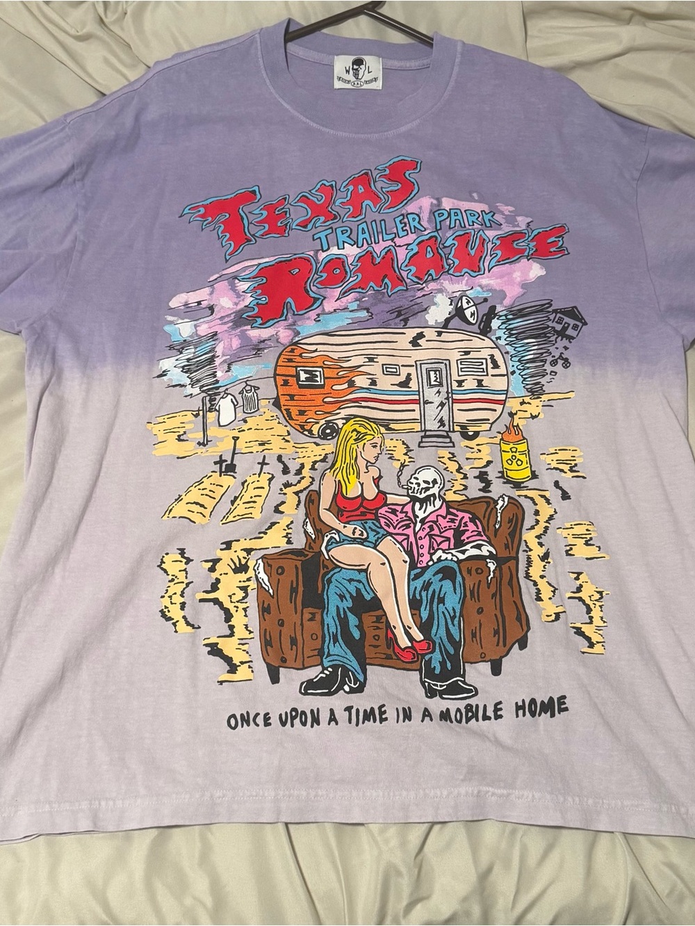Warren Lotas Texas Trailer Park Romance Graphic Tee - Lavender Size XXL